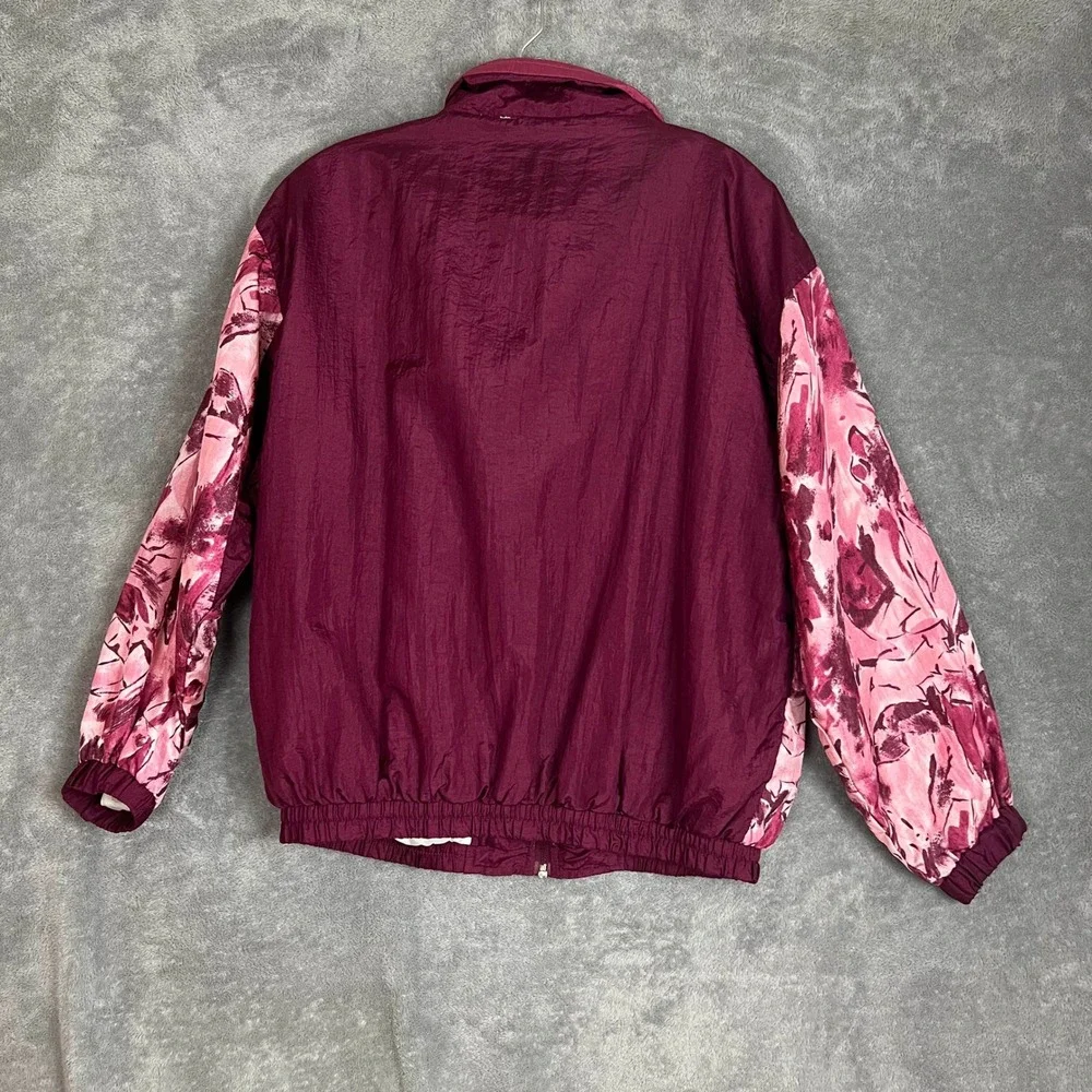 Vintage‎ 1990s Windbreaker Jacket Womens S Abstract Pink Retro Nylon